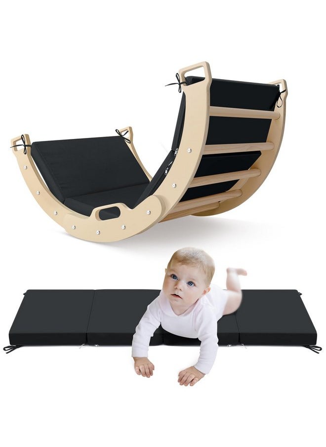Nuanchu Cushion for Climbing Arch, 45.2'' x 21.6'' Black Memory Foam Rocker Bed Pillow for Toddler Kids Climbing Toys Floor Pillow for Indoor Nursery Playroom (Not Included Climbing Arch)