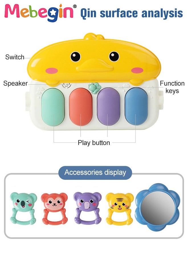 2 in 1 Baby Gym Play Mats and Rocking Chair, 53*73*44cm Baby Activity Mat, 50*81*61cm Multi-functional Baby Early Learning Chair with Detachable Toys, Soothing Baby Bouncer Chair, Musical Activity C