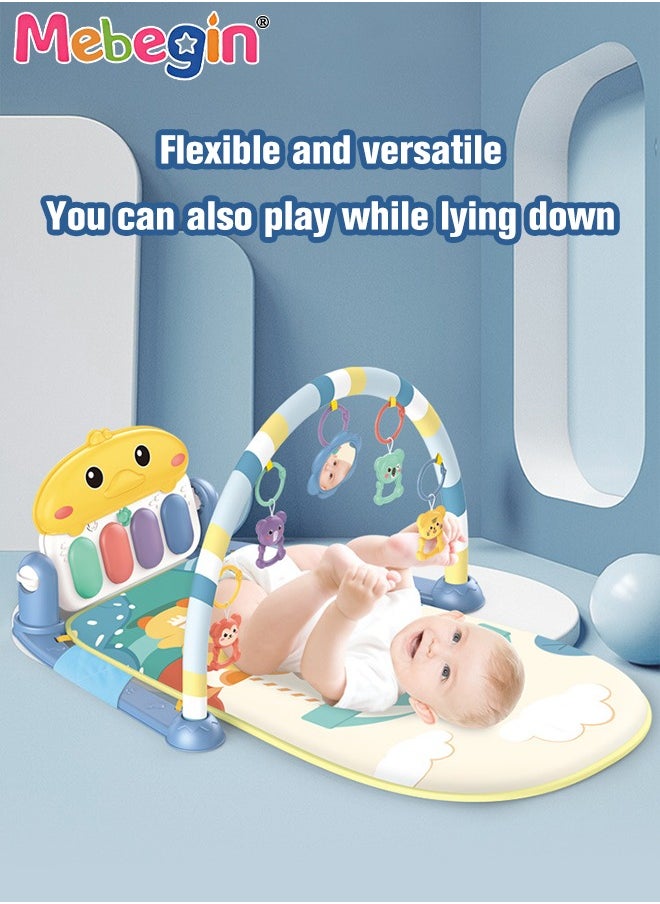 2 in 1 Baby Gym Play Mats and Rocking Chair, 53*73*44cm Baby Activity Mat, 50*81*61cm Multi-functional Baby Early Learning Chair with Detachable Toys, Soothing Baby Bouncer Chair, Musical Activity C