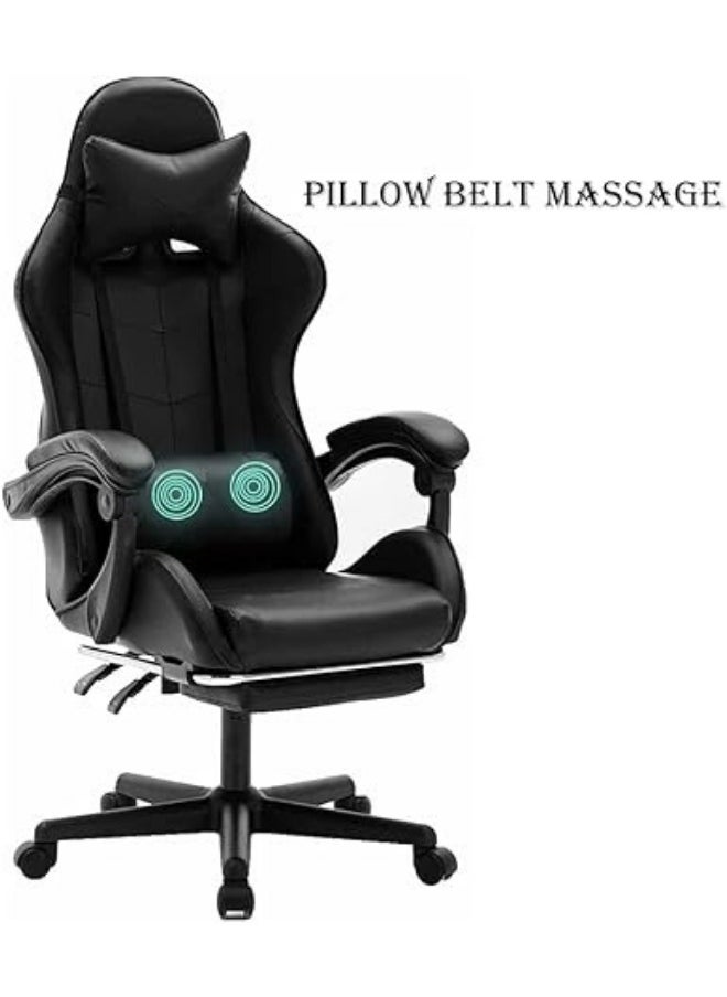 Gaming Chair Ergonomic Executive-3D 360° Rolling Swivel Reclining Computer Chair PU Leather Adjustable Height with Headrest Pillow Cushion & Lumber Support Back, Premium Foam.