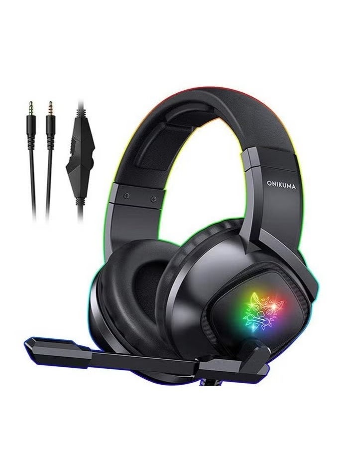 K19 Gaming Wired Headset with Microphone – High-Quality Sound, Noise-Canceling, Compatible with PS4, PS5, Xbox One, Xbox Series X/S, Nintendo Switch, and PC – Comfortable Over-Ear Design