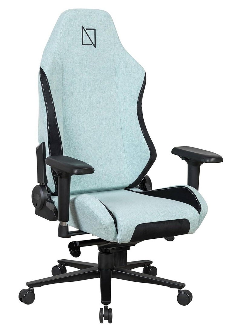 NAVO APEX CORE SoftKnit Gaming Chair – Ergonomic Design, 4D Adjustable Armrests, Memory Foam Headrest & Lumbar Pillow, Recline 90°–135°, Class 4 Hydraulic, 5-Star Metal Base, Max Load 135kg, Breathable Fabric, Arctic Blue | APEXCR-SK-ABL