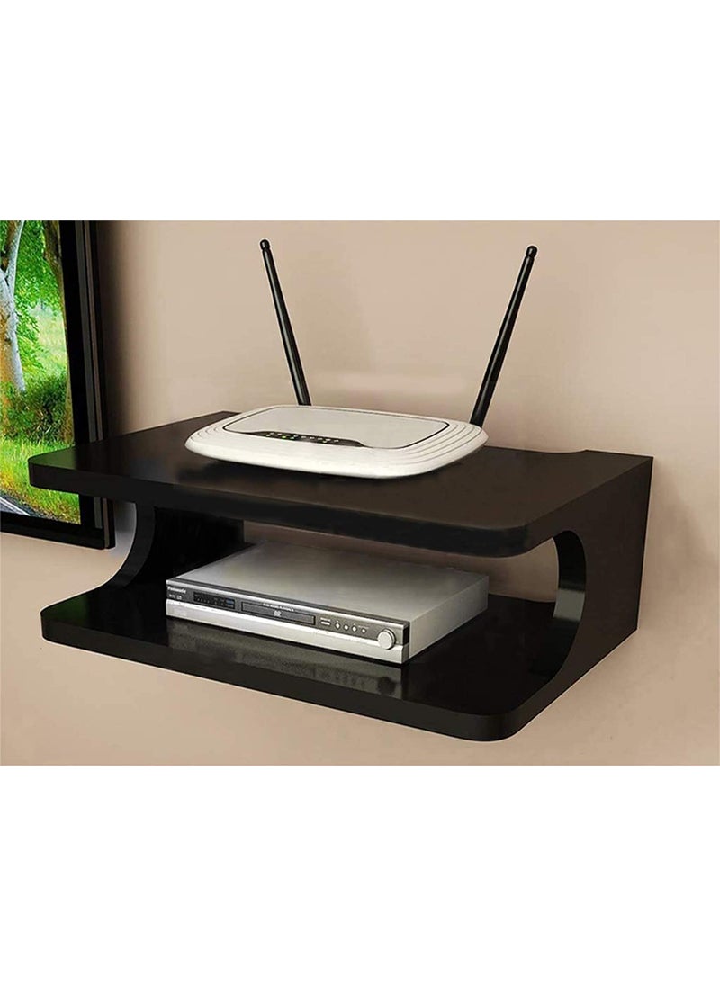 WooDinto Wall Mount Speakers WiFi TV Router Game Console Remote Streaming Device Setup BoxSet Top Box Stand Wall Shelf for Home Black