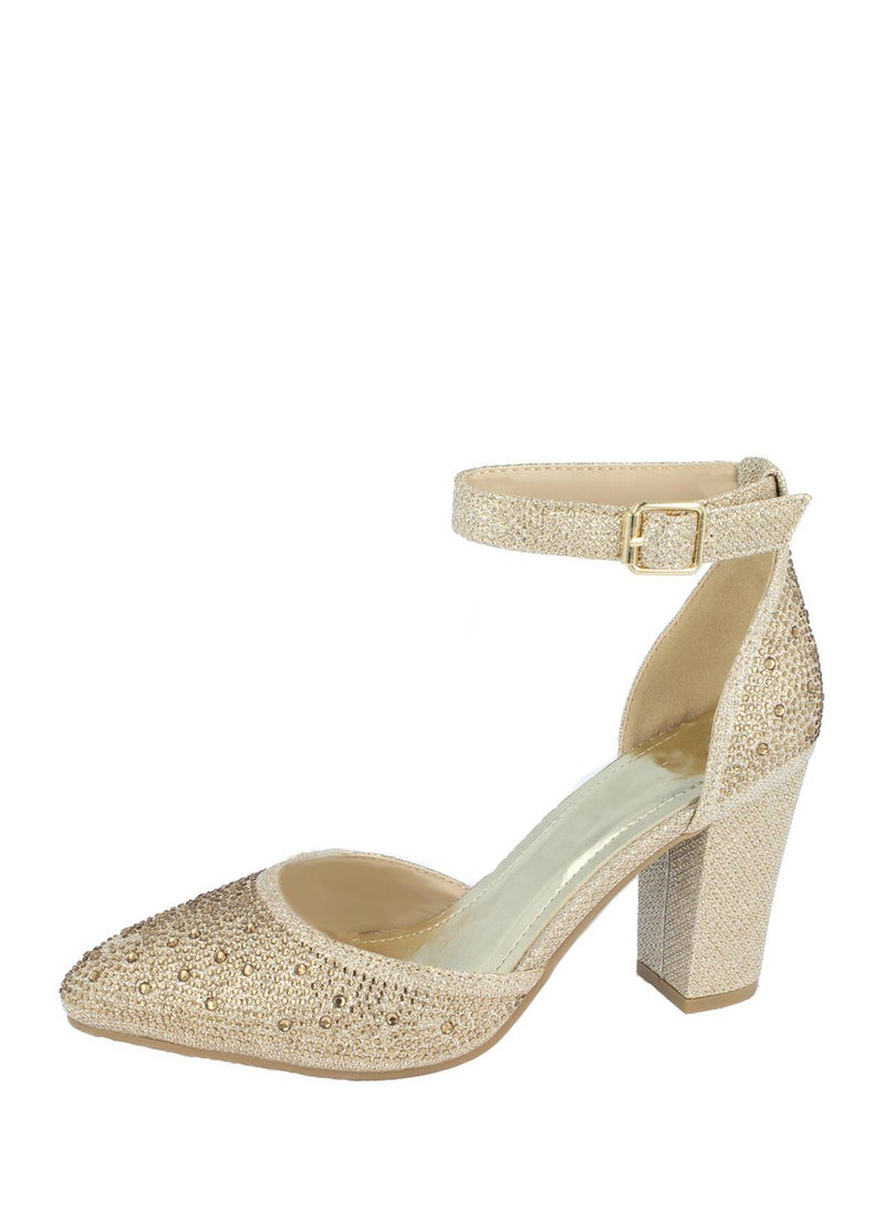 Glitter Block Heel Pump