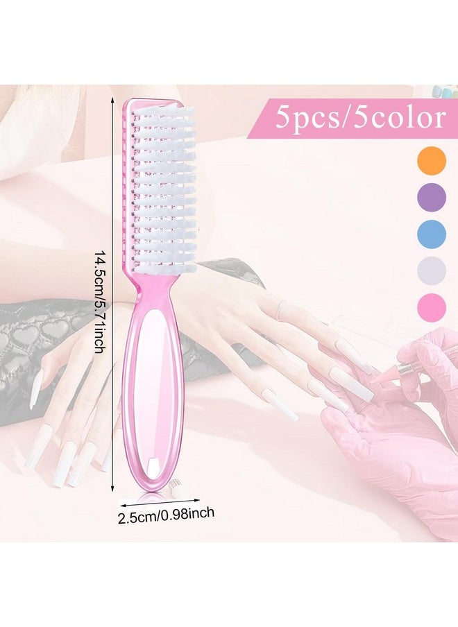 5Pcs Handle Grip Nail Brush For Cleaning Fingernails Nail Scrubber Manicure Brush Nail Tech Nail Cleaning Brushes For Toes And Nails (5 Transparent Colors)