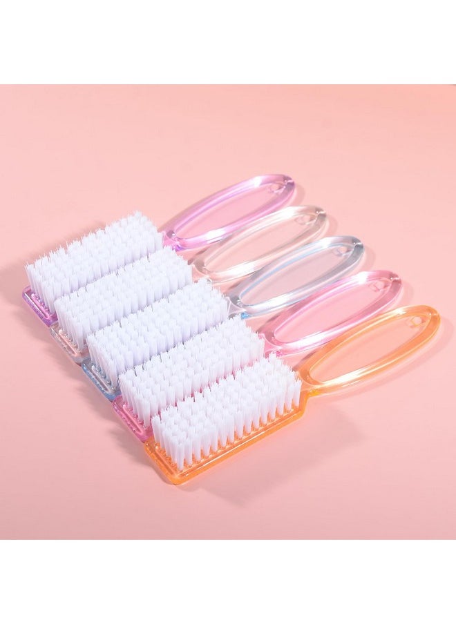 5Pcs Handle Grip Nail Brush For Cleaning Fingernails Nail Scrubber Manicure Brush Nail Tech Nail Cleaning Brushes For Toes And Nails (5 Transparent Colors)