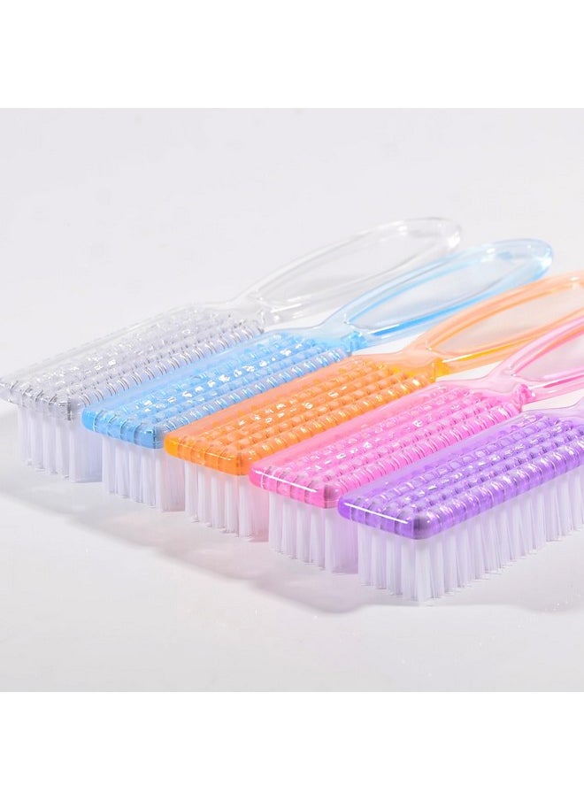 5Pcs Handle Grip Nail Brush For Cleaning Fingernails Nail Scrubber Manicure Brush Nail Tech Nail Cleaning Brushes For Toes And Nails (5 Transparent Colors)