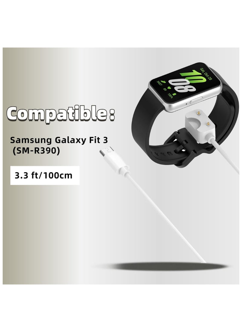Charging Cable for Galaxy Fit 3 Watch Replacement Charger (Type-C) Magnetic Replacement Charging Cable Dock for Galaxy Fit3 SM-R390 Smartwatch 3.3FT/100cm Charging Cord (White)
