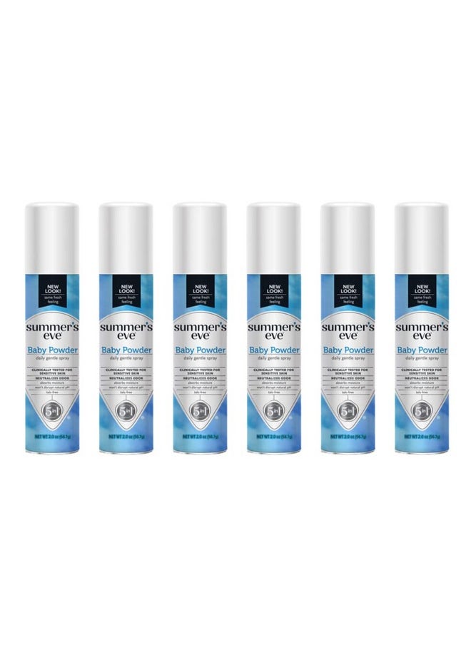 Summer's Eve Freshening Spray | Baby Powder | 2 oz Size | Pack of 6 | pH Balanced, Dermatologist & Gynecologist Tested