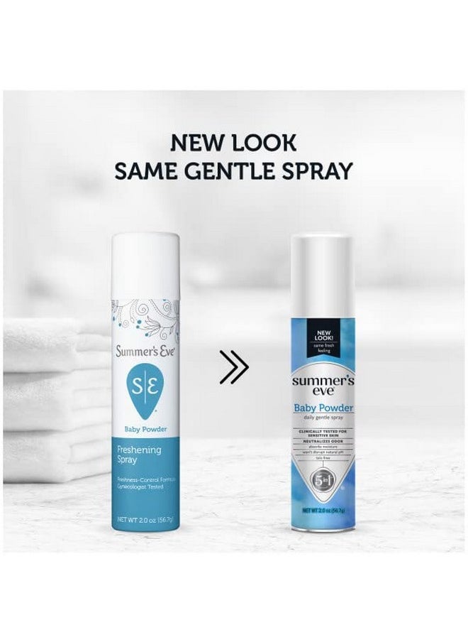 Summer's Eve Freshening Spray | Baby Powder | 2 oz Size | Pack of 6 | pH Balanced, Dermatologist & Gynecologist Tested