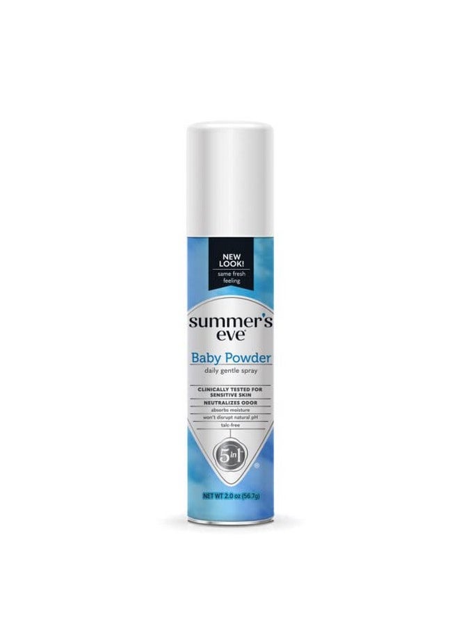 Summer's Eve Freshening Spray | Baby Powder | 2 oz Size | Pack of 6 | pH Balanced, Dermatologist & Gynecologist Tested