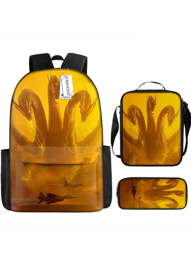 Printed backpack polyester schoolbag large-capacity cross-body bag student-ZZ-Garfield (universal standard three-piece set) - 7 - 120