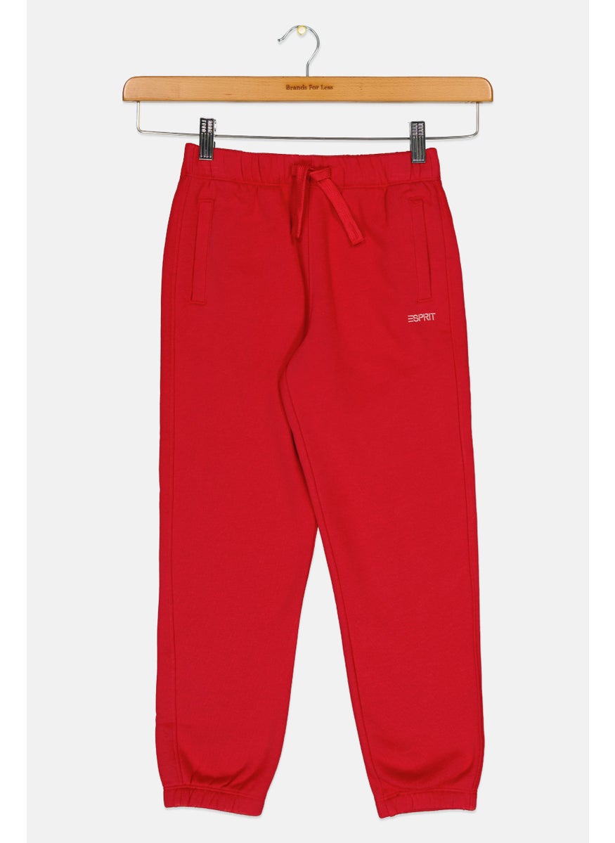 Kids Boy Embroidered Logo Sweatpants, Red