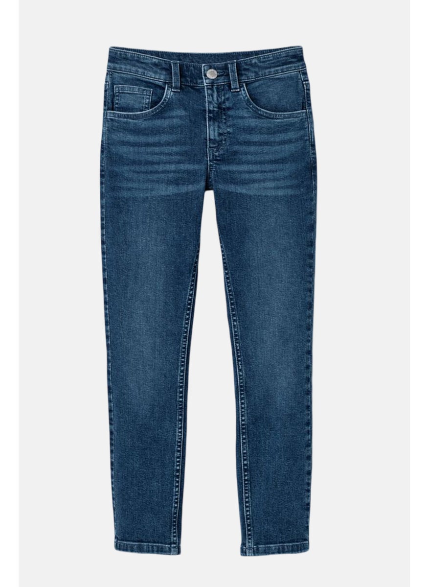 Kids Boy Washed Stretchable Denim Jeans, Blue