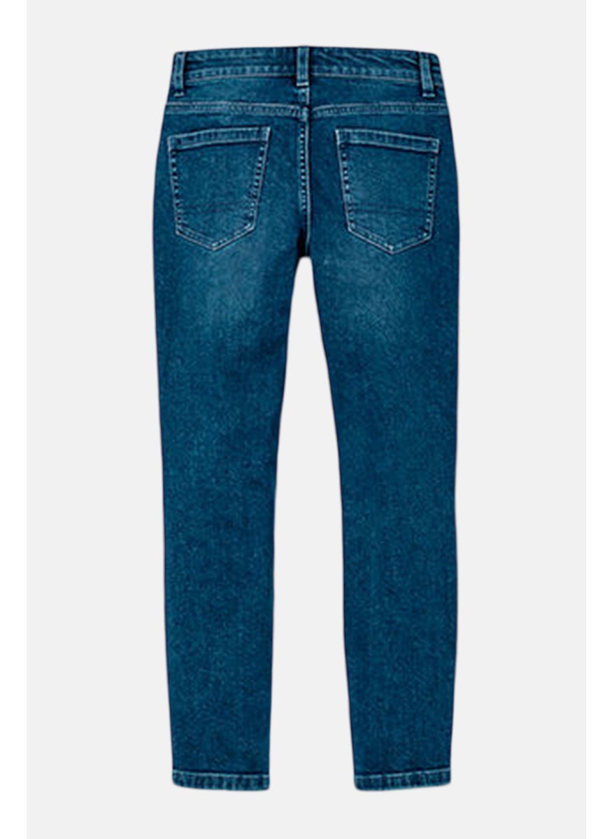 Kids Boy Washed Stretchable Denim Jeans, Blue