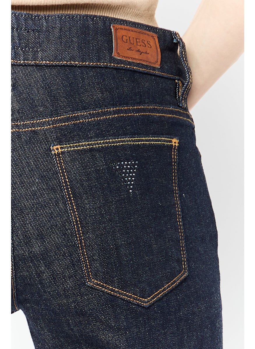 Women Regular Fit Washed Stretchable Denim Jeans, Navy