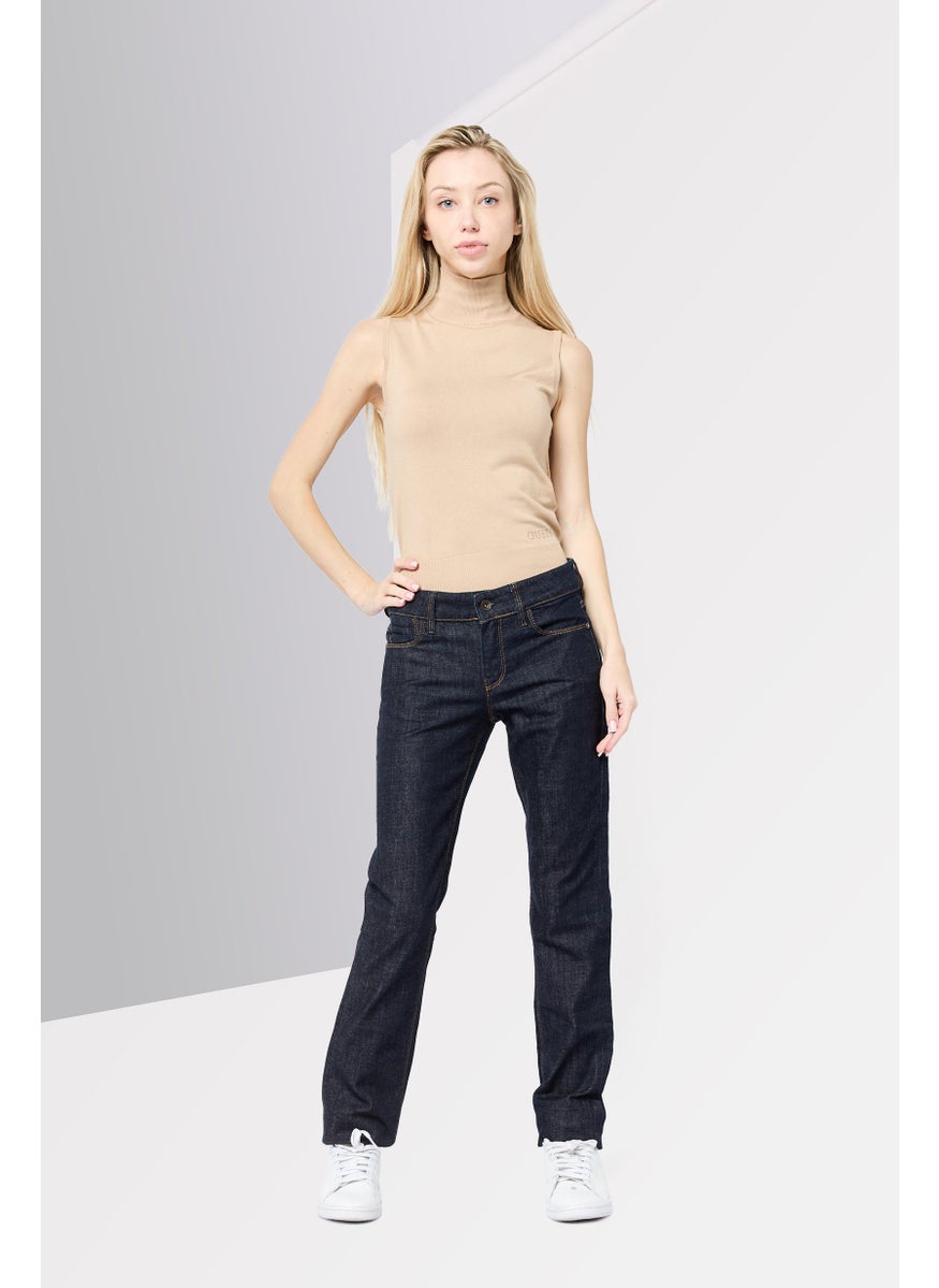Women Regular Fit Washed Stretchable Denim Jeans, Navy