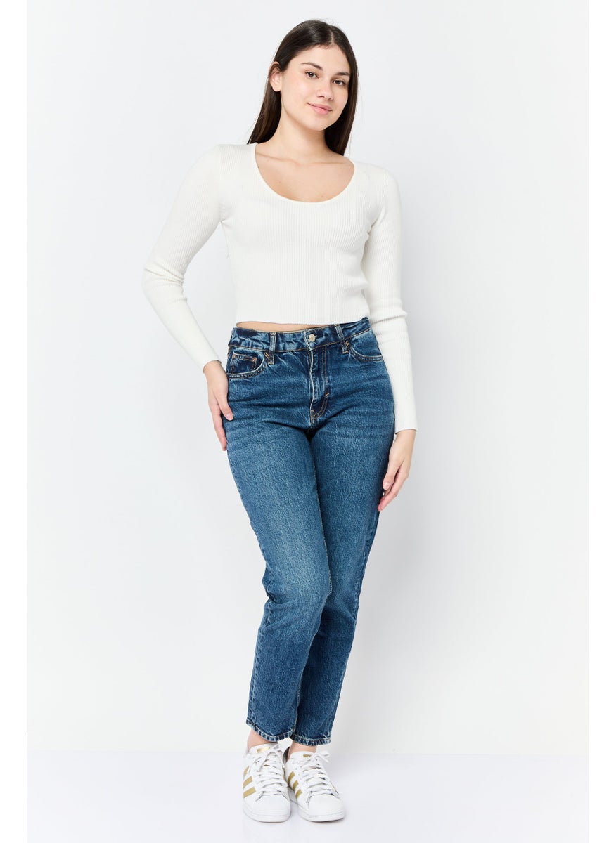 Women Classic Fit Washed Stretchable Jeans, Blue