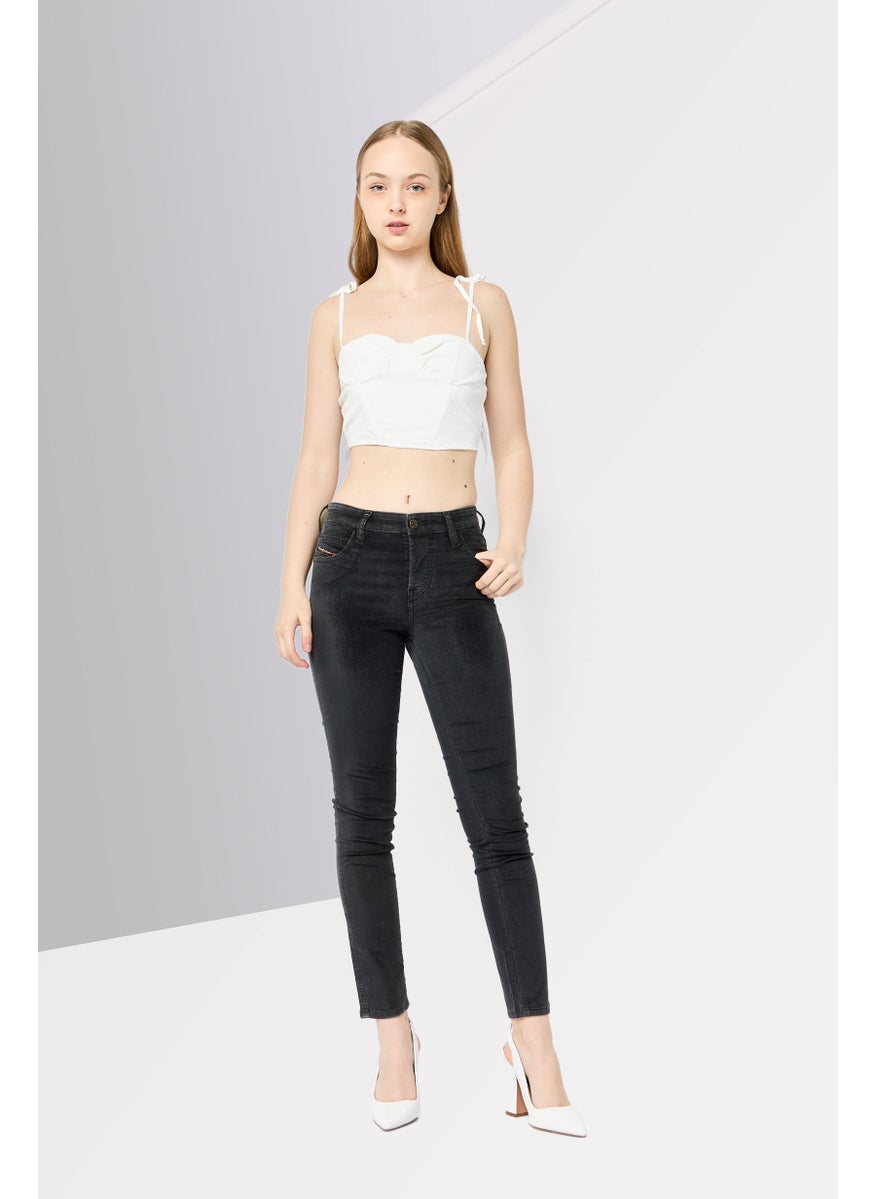 Women Slim Fit Washed Stretchable Denim Jeans, Black