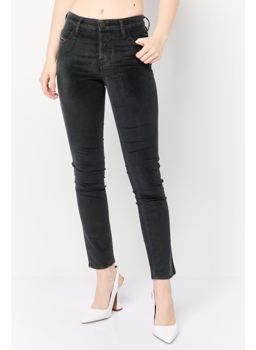 Women Slim Fit Washed Stretchable Denim Jeans, Black