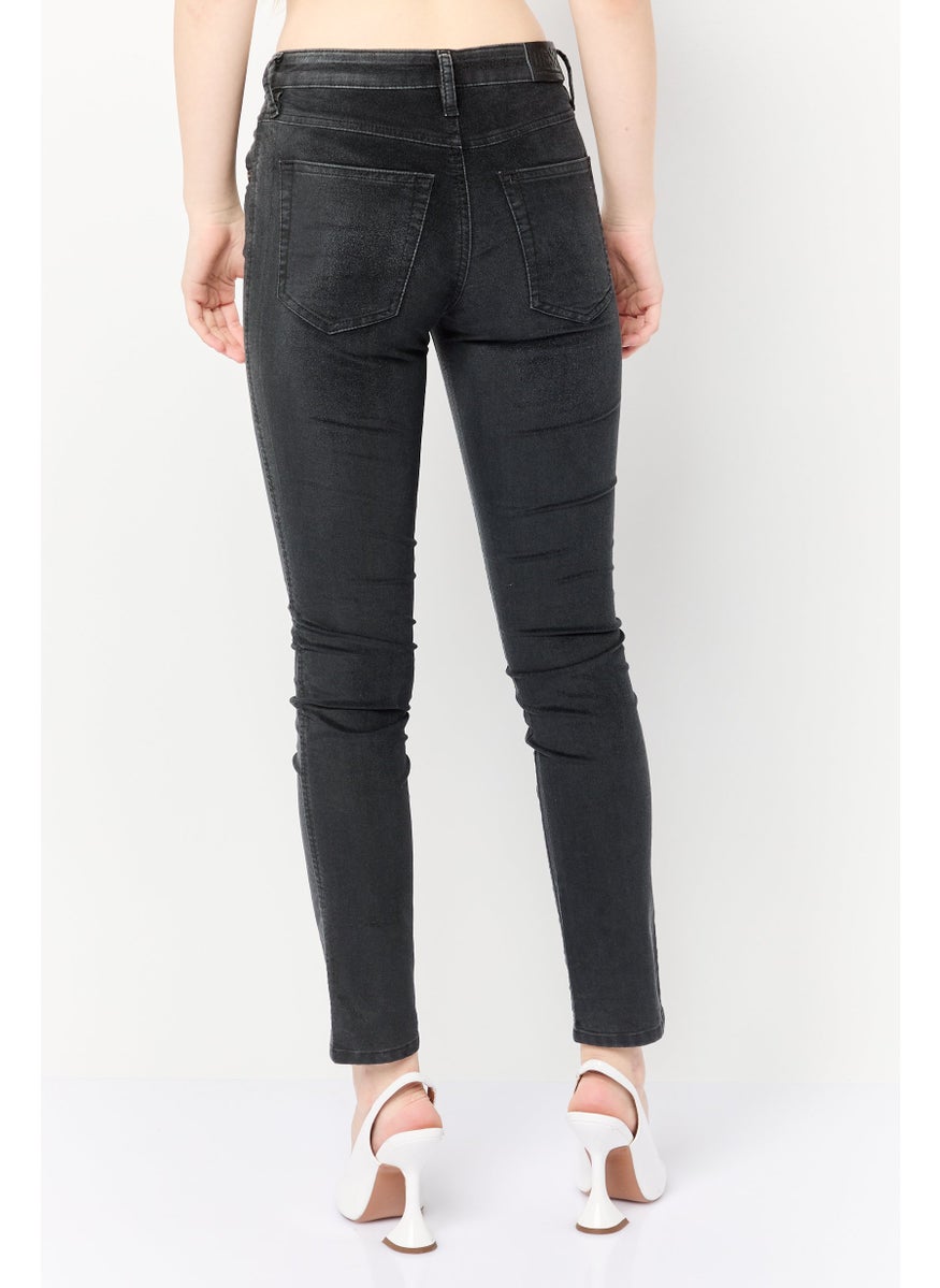 Women Slim Fit Washed Stretchable Denim Jeans, Black
