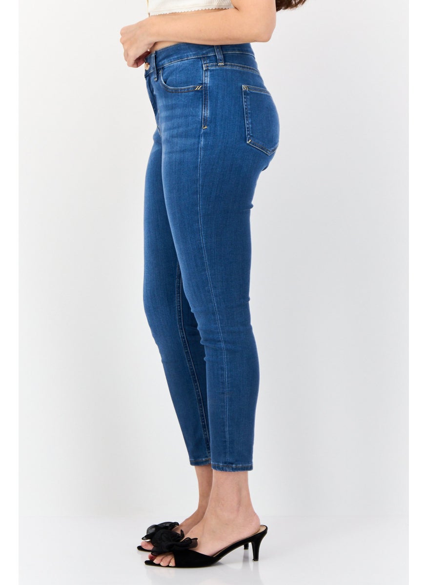 Women Skinny Fit Washed Stretchable Jeans, Blue