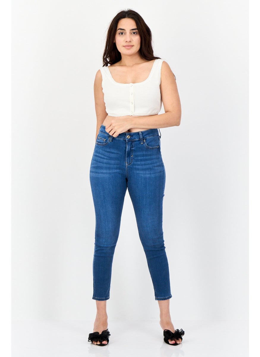 Women Skinny Fit Washed Stretchable Jeans, Blue