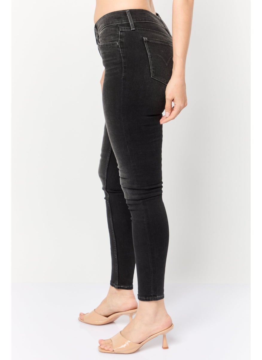 Women Skinny Fit Washed Stretchable Jeans, Black
