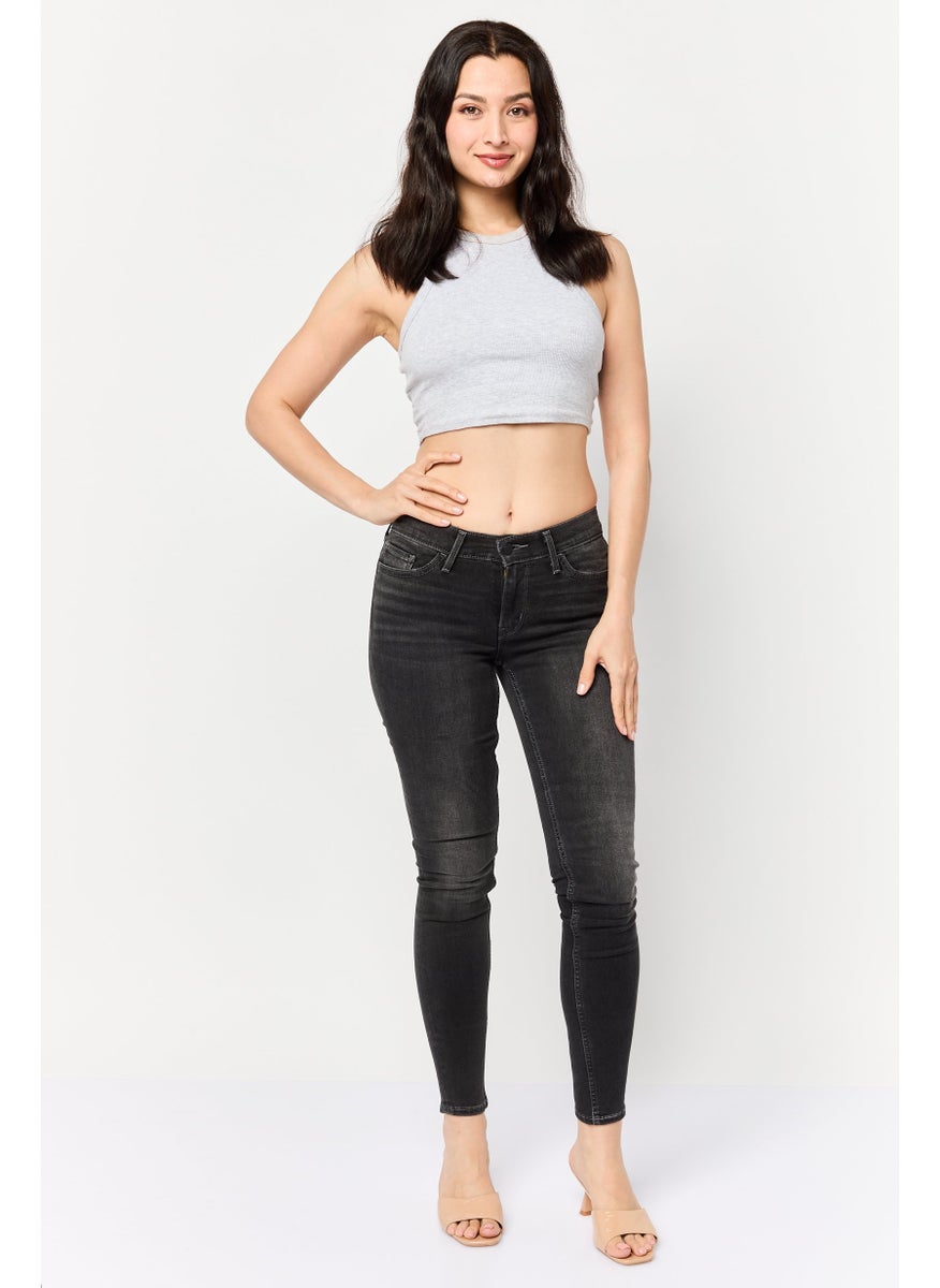 Women Skinny Fit Washed Stretchable Jeans, Black