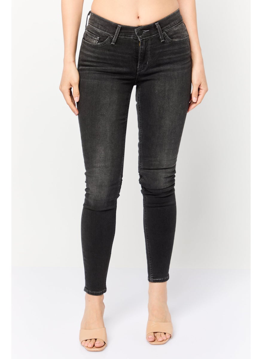Women Skinny Fit Washed Stretchable Jeans, Black