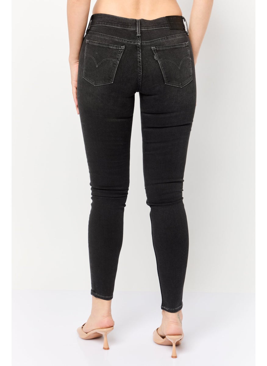 Women Skinny Fit Washed Stretchable Jeans, Black
