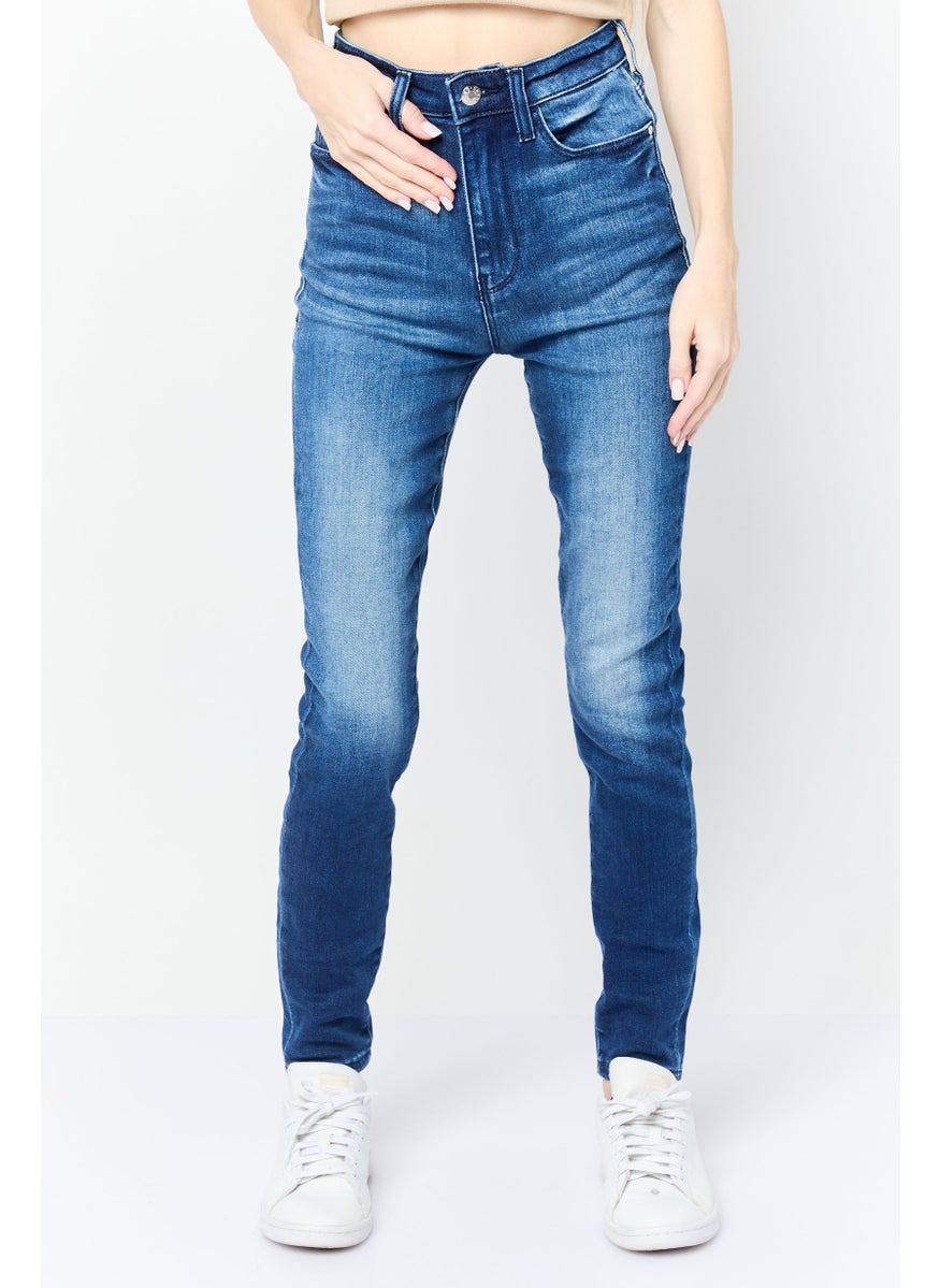 Women Skinny Fit Dark Wash Stretchable Denim, Navy