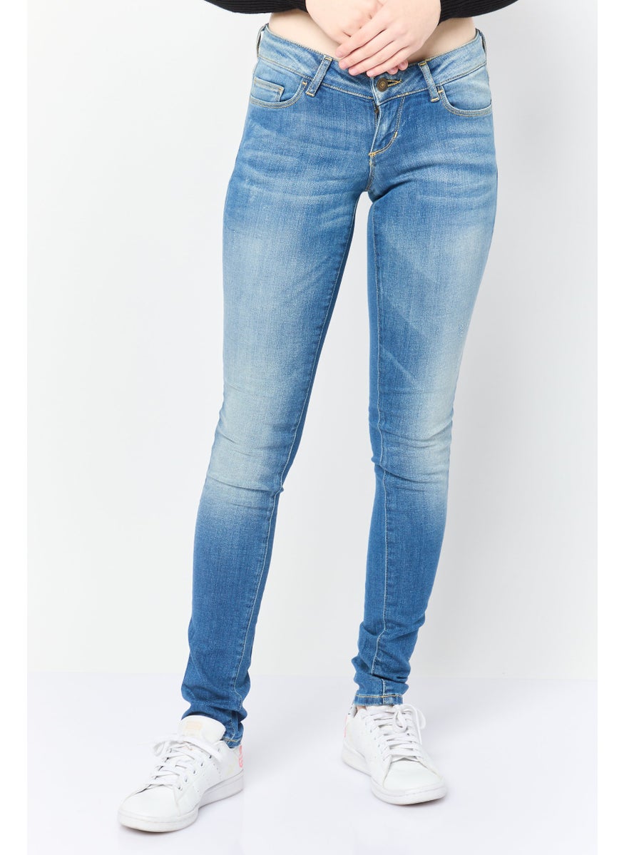 Women Skinny Fit Dark Wash Stretchable Denim, Navy