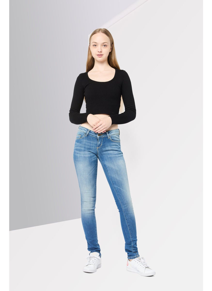 Women Skinny Fit Dark Wash Stretchable Denim, Navy