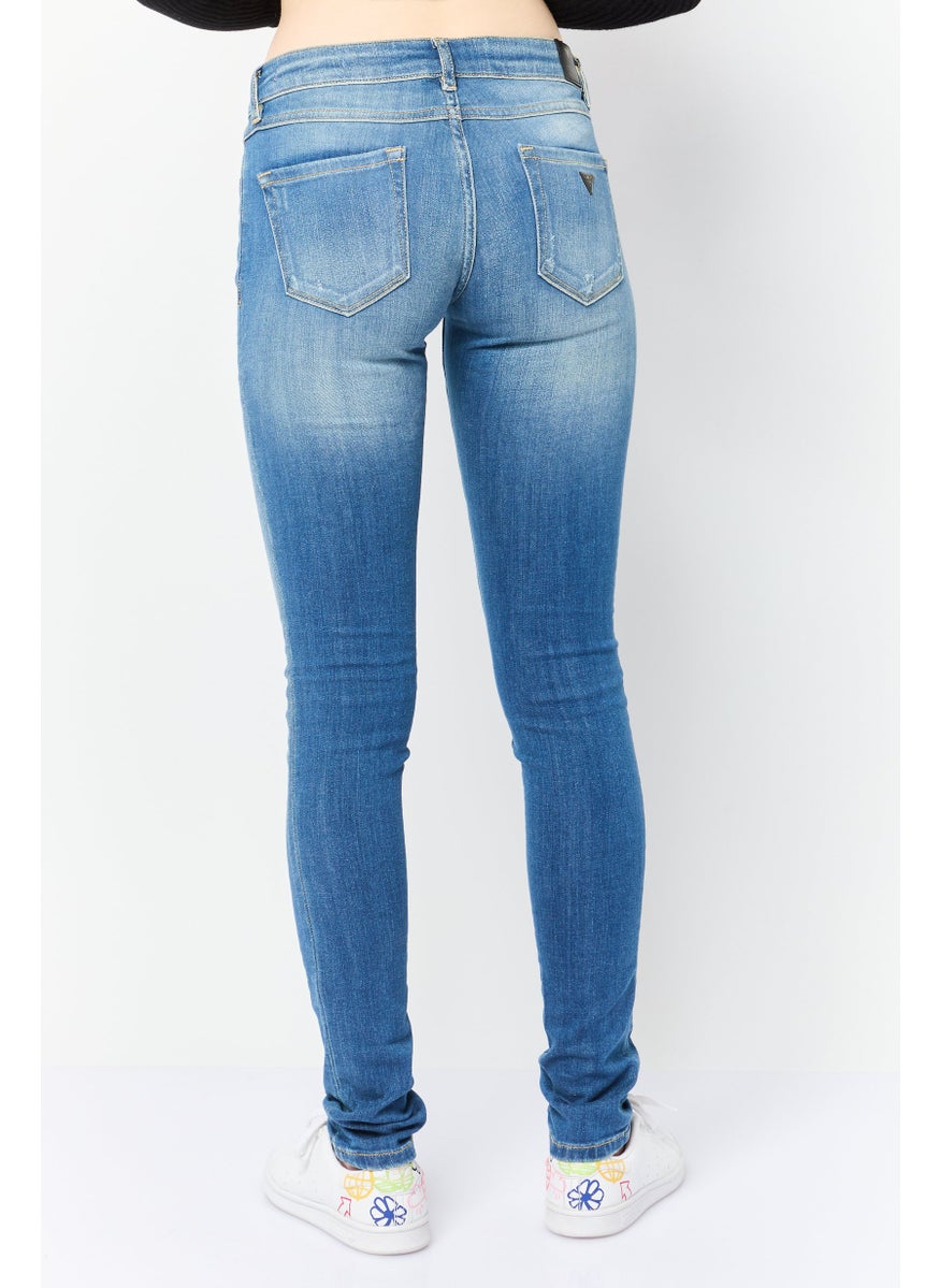 Women Skinny Fit Dark Wash Stretchable Denim, Navy