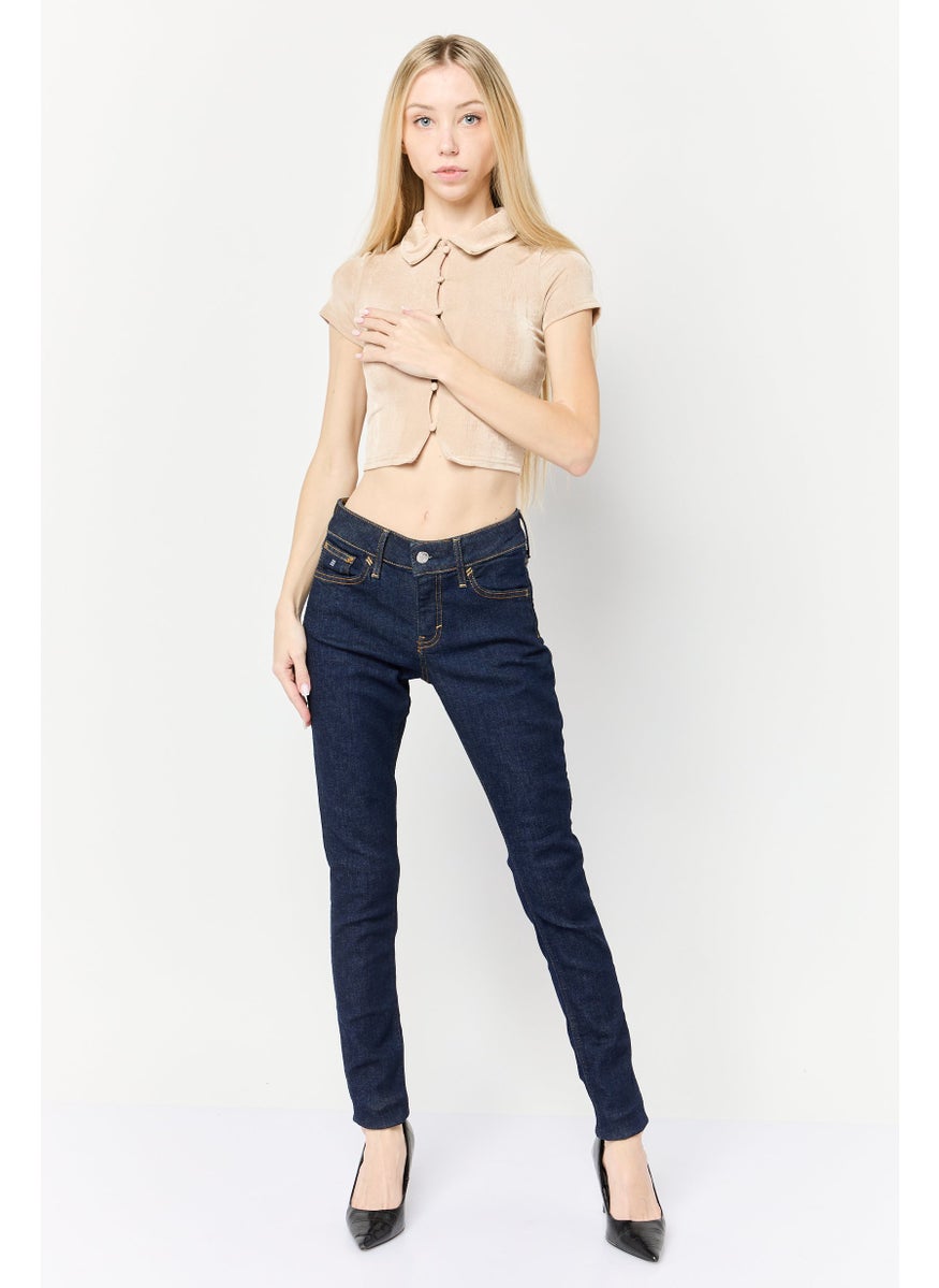 Women Skinny Fit Washed Stretchable Jeans, Navy