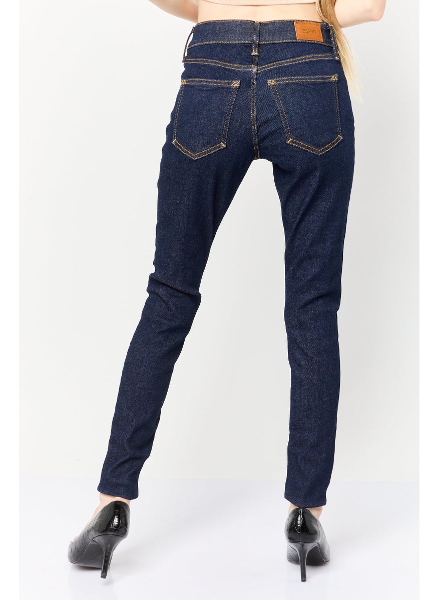 Women Skinny Fit Washed Stretchable Jeans, Navy