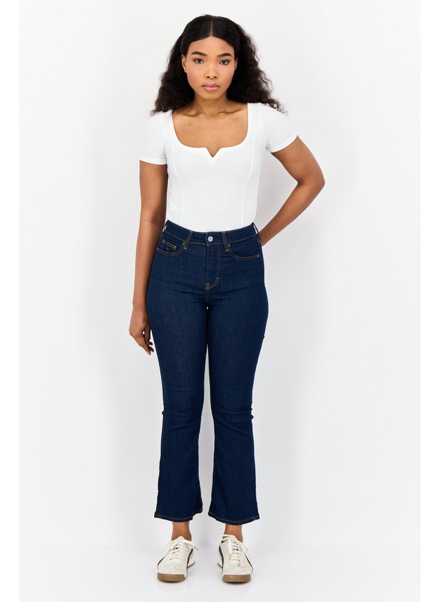 Women Regular Fit Plain Straight Leg Jeans, Blue