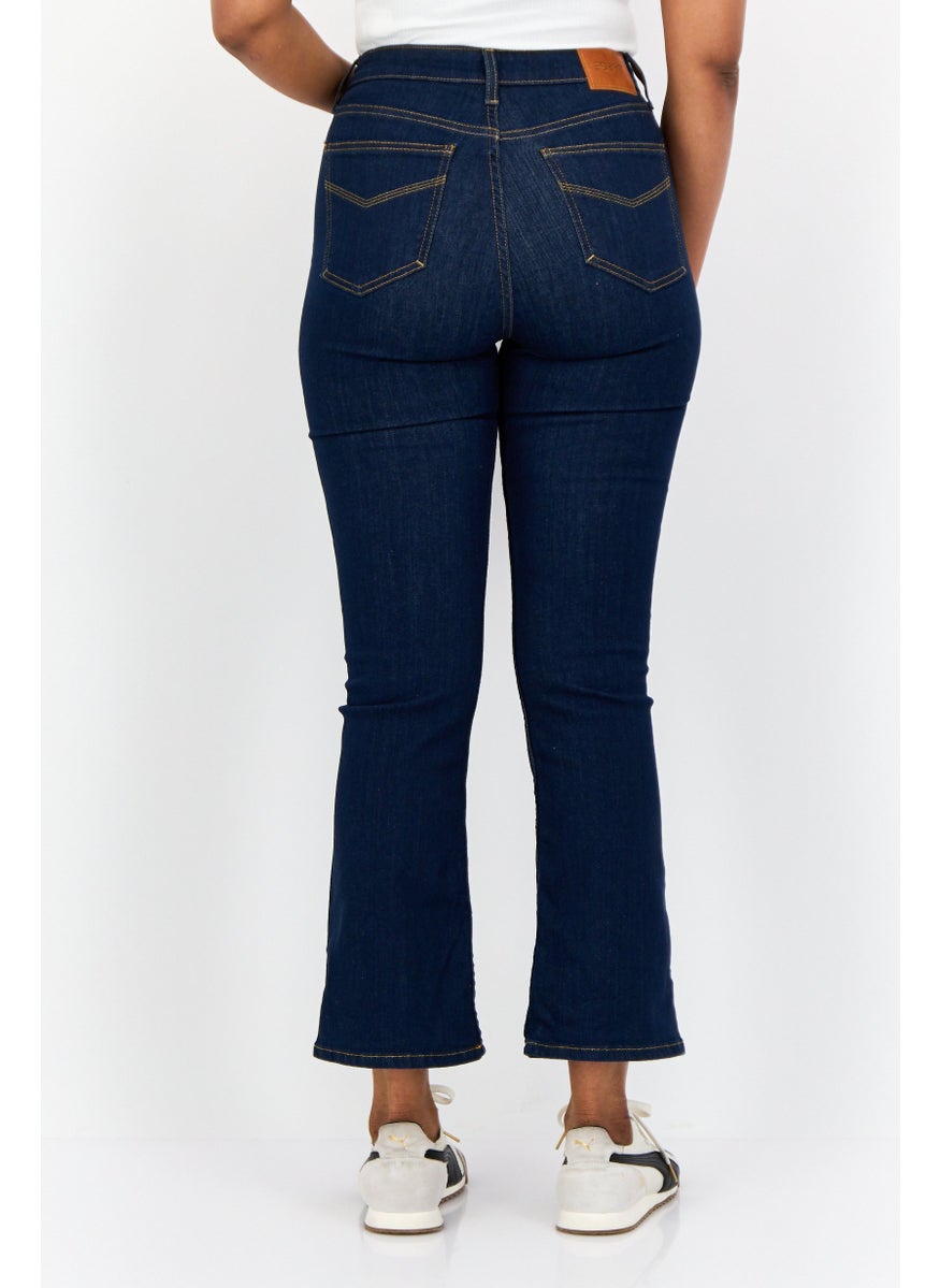 Women Regular Fit Plain Straight Leg Jeans, Blue