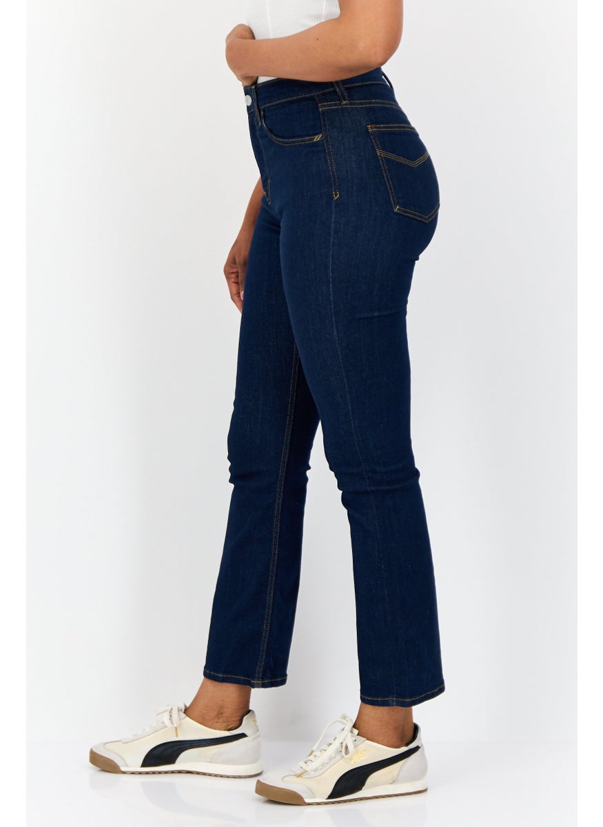 Women Regular Fit Plain Straight Leg Jeans, Blue