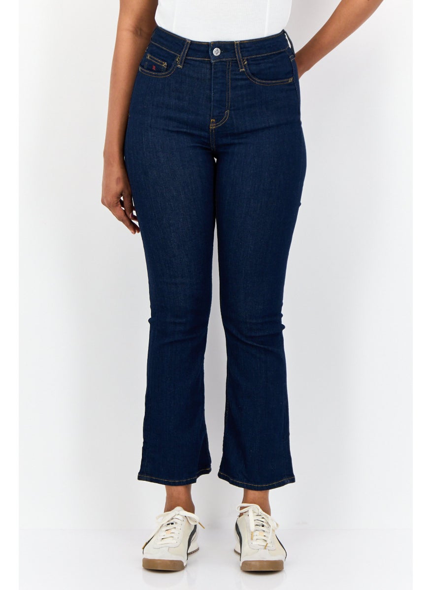Women Regular Fit Plain Straight Leg Jeans, Blue