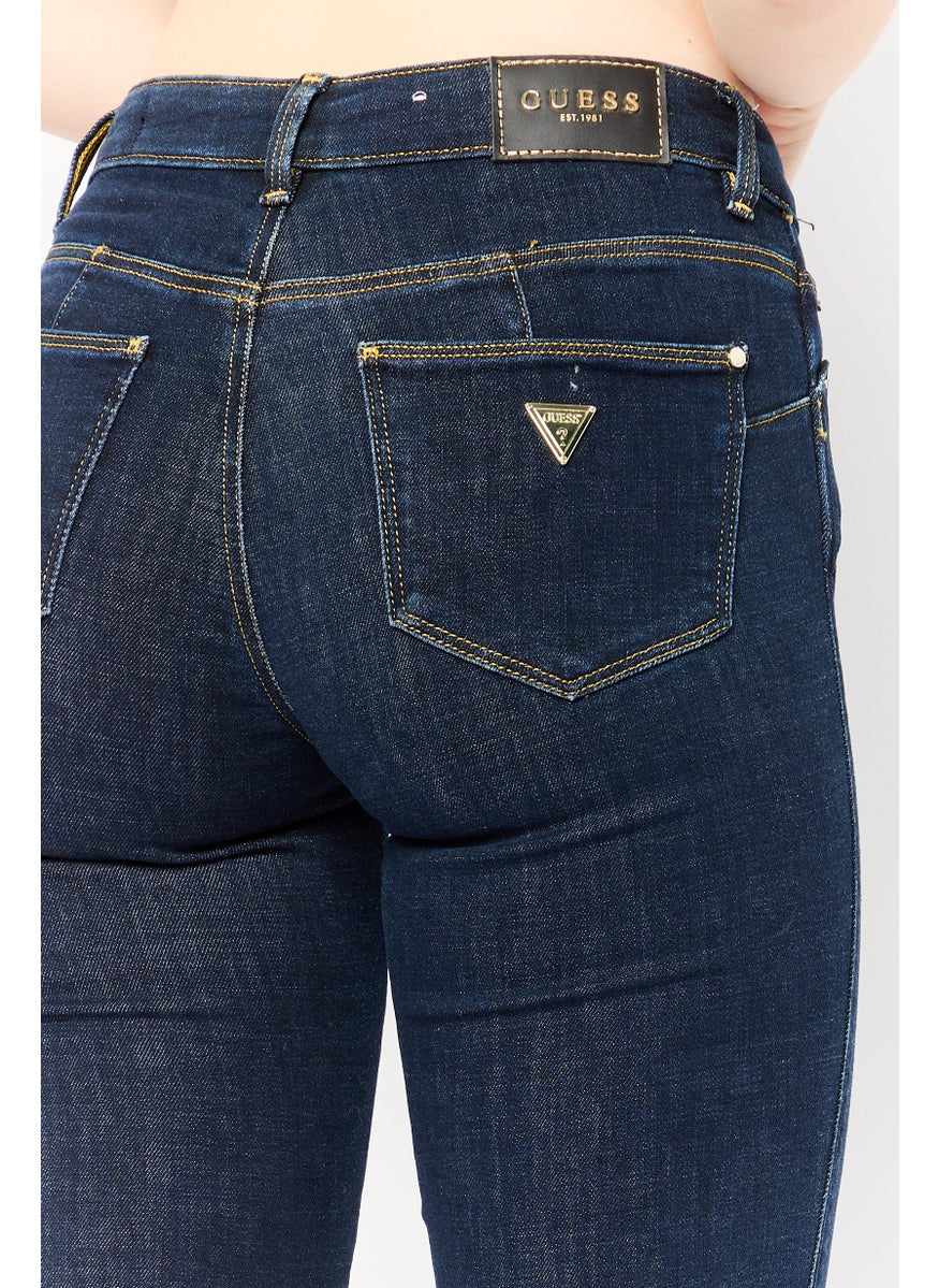 Women Skinny Fit Solid Stretchable Denim Jeans, Dark Blue
