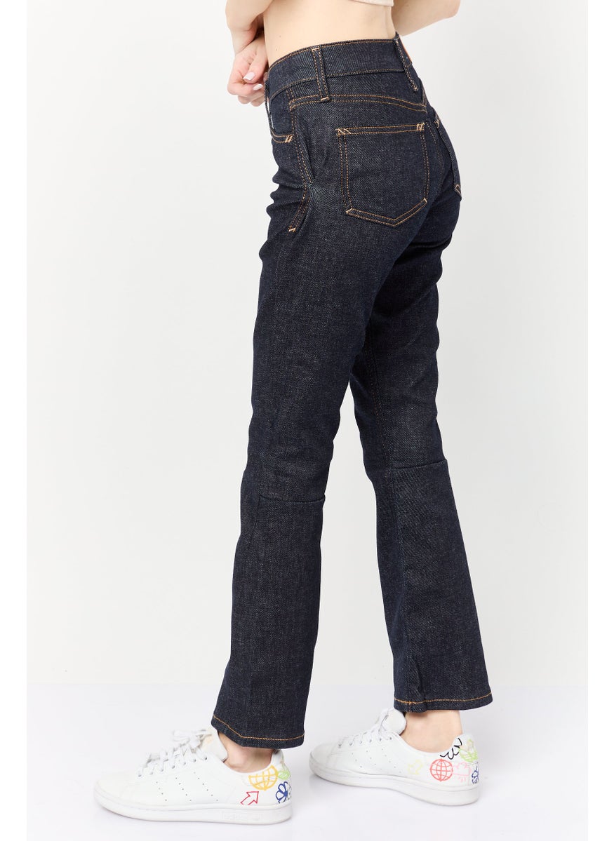 Women Regular Fit Washed Stretchable Jeans, Deep Navy
