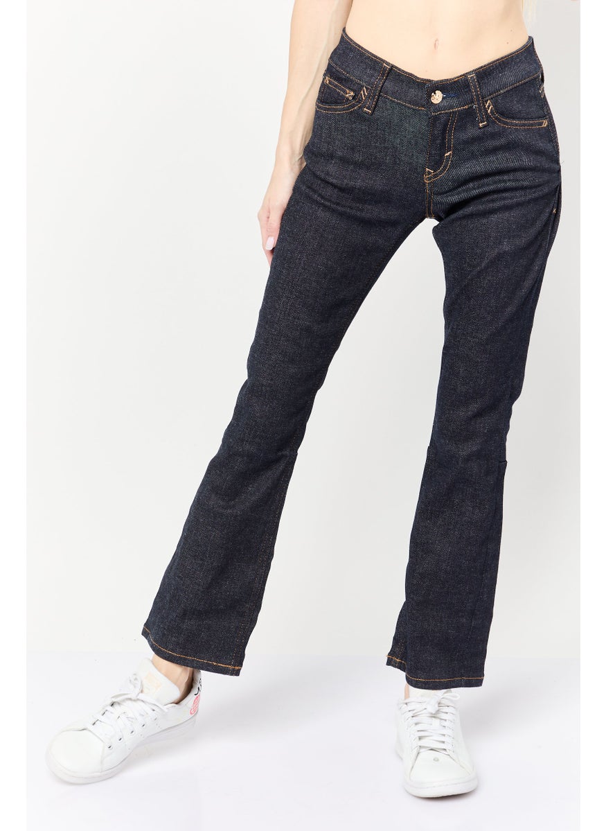 Women Regular Fit Washed Stretchable Jeans, Deep Navy