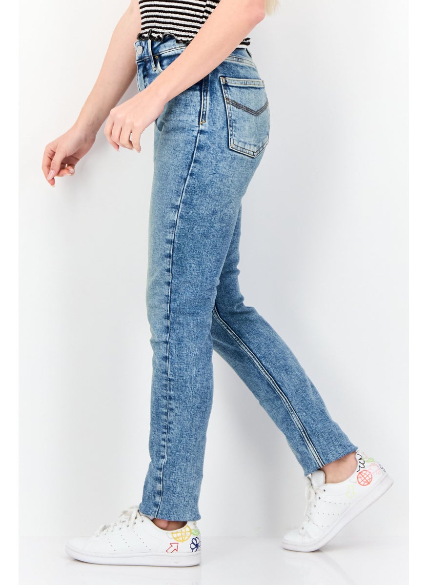 Women Slim Fit Washed Stretchable Denim Jeans, Blue