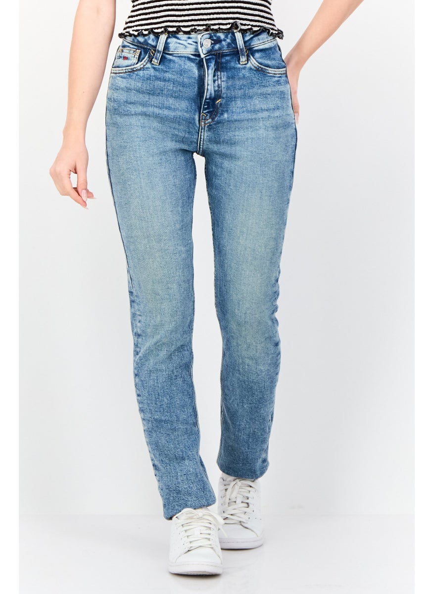 Women Slim Fit Washed Stretchable Denim Jeans, Blue