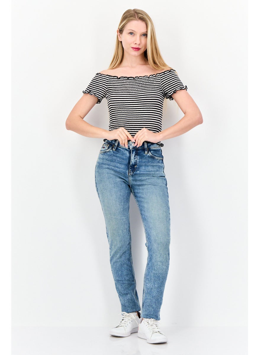 Women Slim Fit Washed Stretchable Denim Jeans, Blue