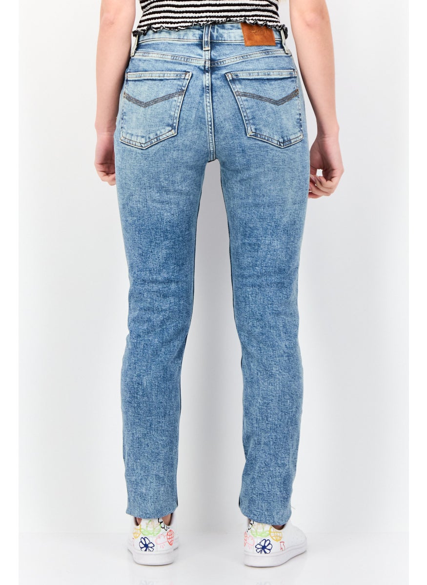 Women Slim Fit Washed Stretchable Denim Jeans, Blue