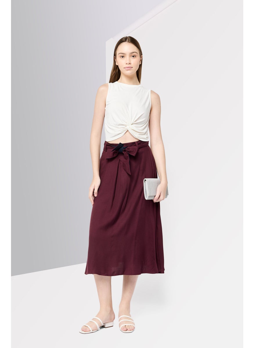 Women Pleated Skirt, Maroon