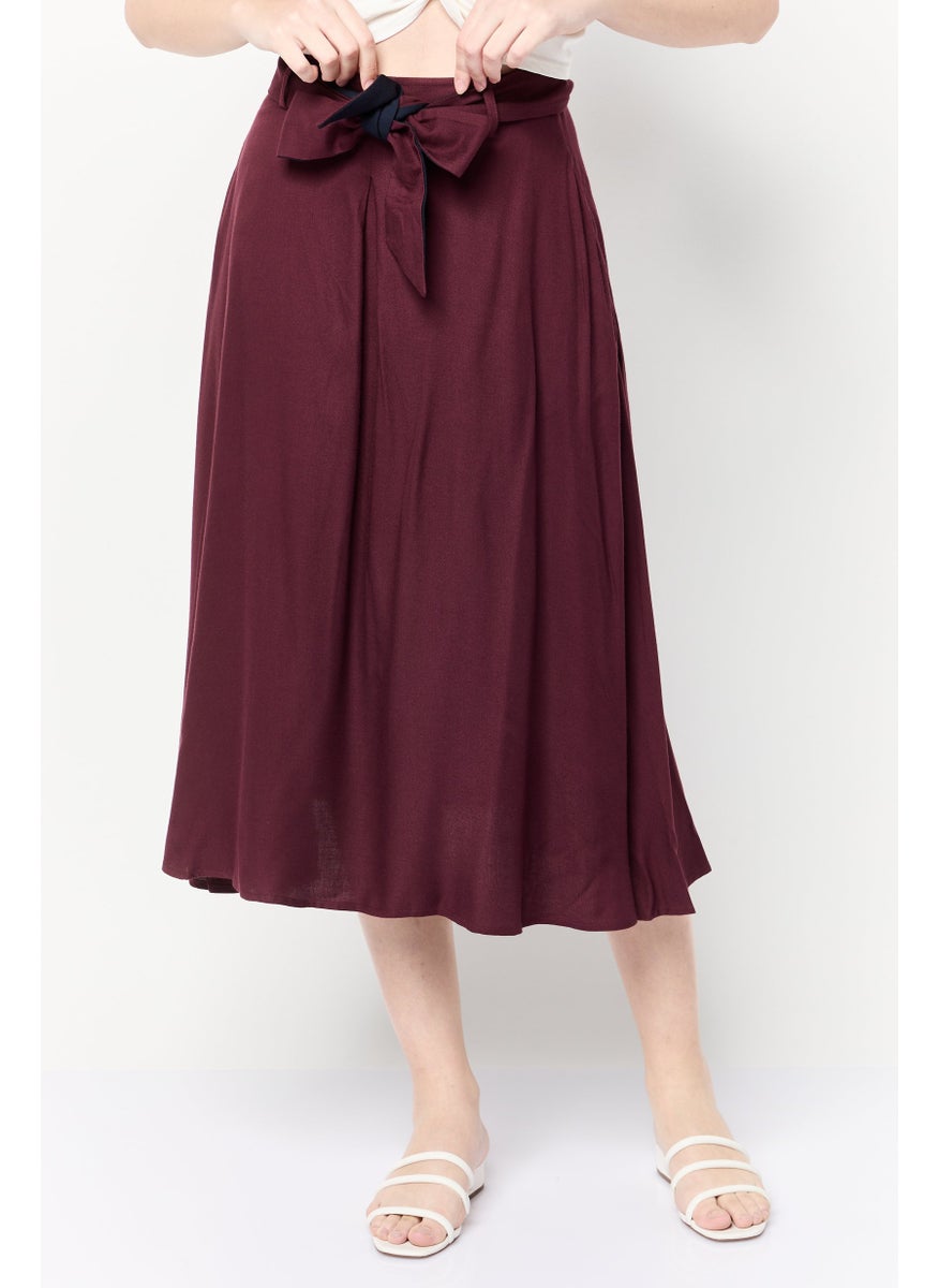 Women Pleated Skirt, Maroon